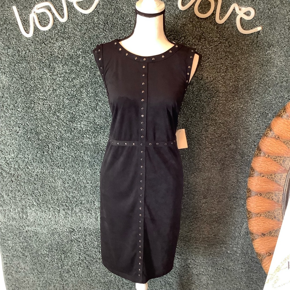 Spense Black Studded Sleeveless Dress